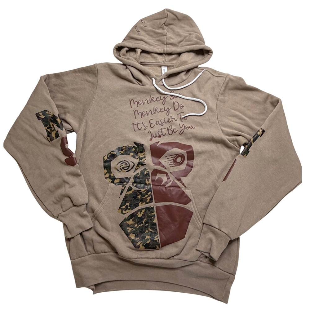 Bella Canvas Monkey See Monkey Do Graphic Hoodie Tan Camo Small